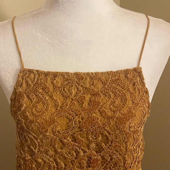 Free People Mustard Lace Line Halter Mini Dress - Picture 5 of 11